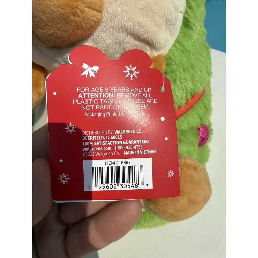 Play Right Green Holiday Hedgehog Stuffed Plush Christmas Tree Ornaments 10” NWT